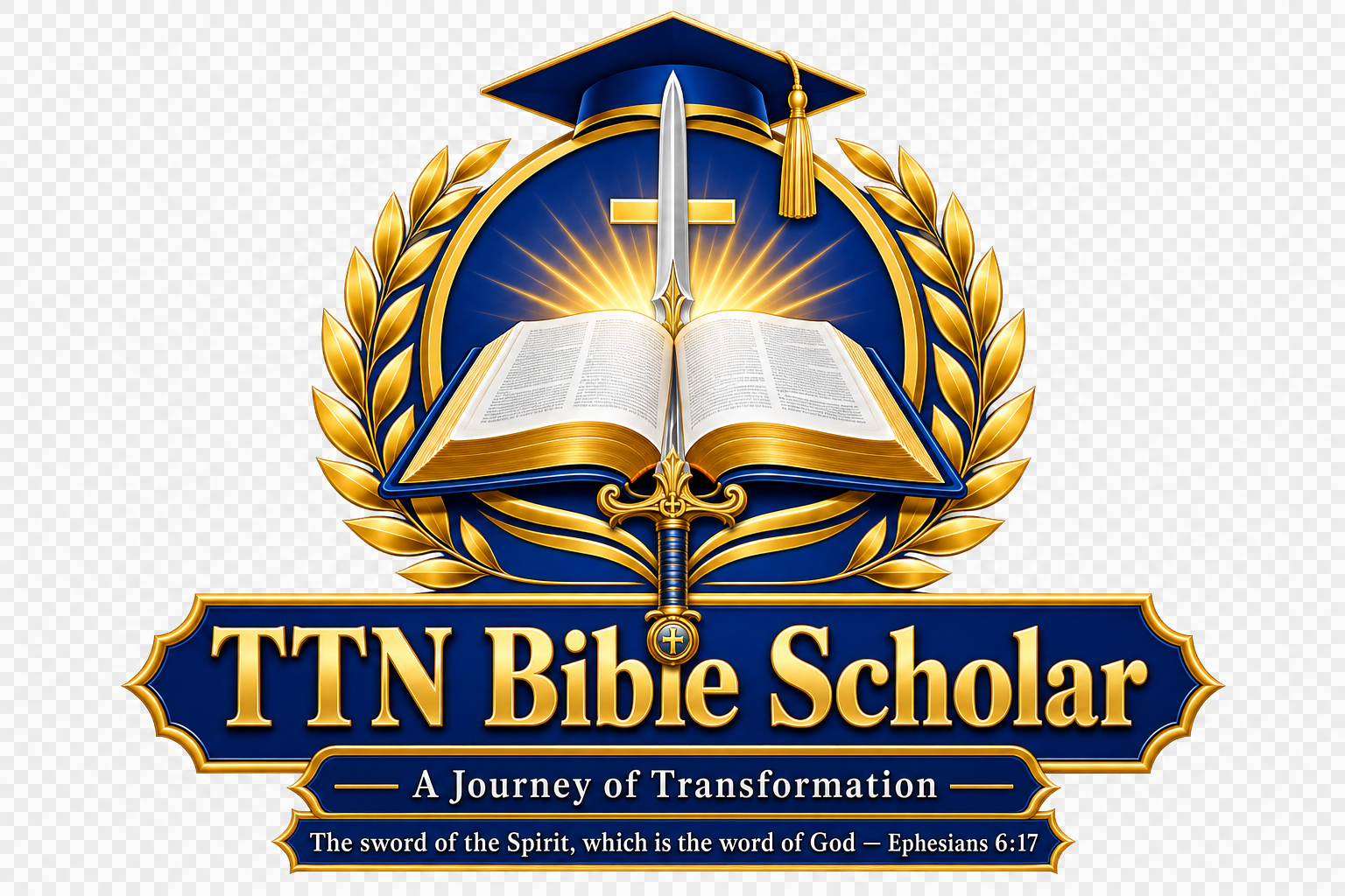 TTN Bible Scholar — A Journey of Transformation, open Bible and Sword of the Spirit
